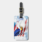 Adler und amerikanische Flagge Gepäckanhänger (Vorderseite vertikal)