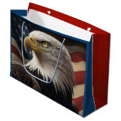 Adler und amerikanische Flagge Große Geschenktüte (Vorderseite Schrägansicht)