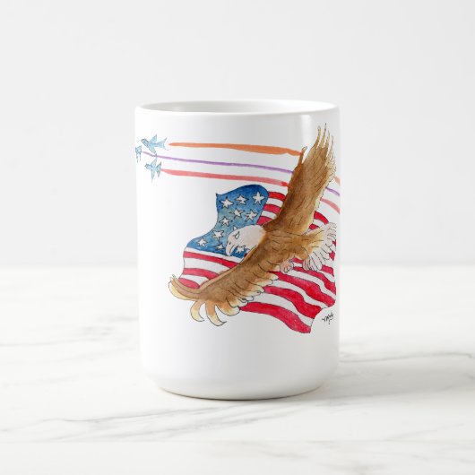 Adler und amerikanische Flagge Kaffeetasse (Mittel)