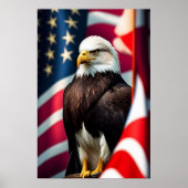Adler und amerikanische Flagge Poster (Vorne)