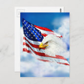 Adler und amerikanische Flagge Postkarte (Vorne/Hinten)