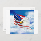 Adler und amerikanische Flagge Postkarte (Vorne/Hinten)