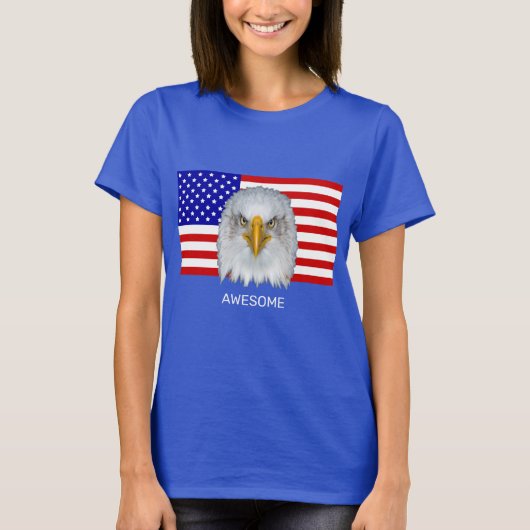 Adler und amerikanische Flagge T-Shirt (Vorderseite)