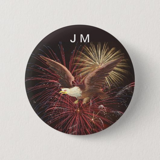 Adler und Fireworks Custom Monogram Button Back (Vorderseite)