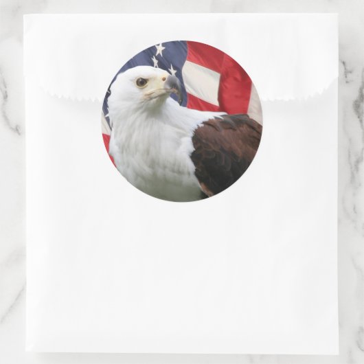 Adler und Flag Runder Aufkleber (Tasche)