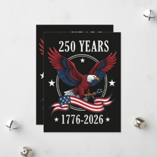Adler und Flagge 250 Jahre 1776-2026 250. Feiertagskarte