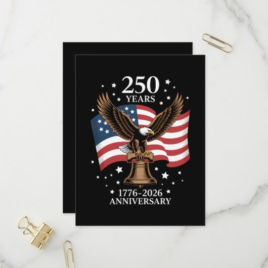 Adler und Flagge 250 Jahre Amerika 1776-2026 Einladungspostkarte (Vorderseite/Rückseite Beispiel)