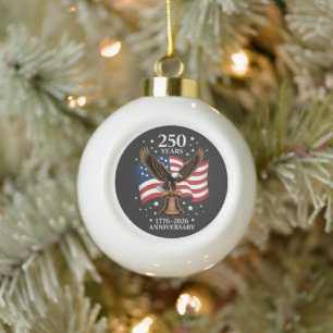 Adler und Flagge 250 Jahre Amerika 1776-2026 Keramik Kugel-Ornament