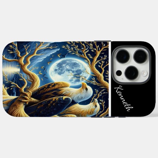 Adler und Vollmond Case-Mate iPhone Hülle (Rückseite (Horizontal))