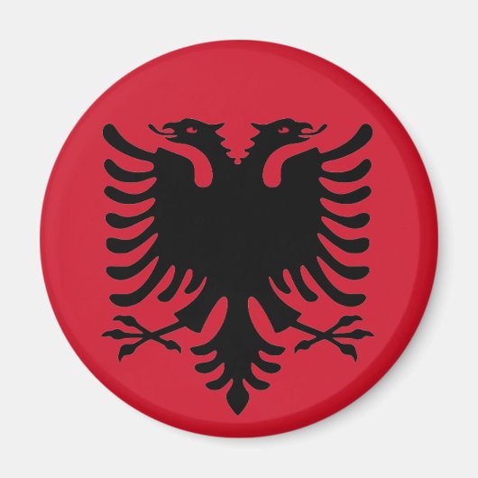 Adler von Albanien Flag Schwarz auf einem roten Kü Magnet (Vorne)