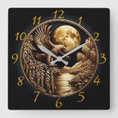 Adler von Moonlit Waters in der Nacht Quadratische Wanduhr (Vorderseite)