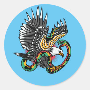 Adler-vs-Schlange-Tattoo-Design Runder Aufkleber