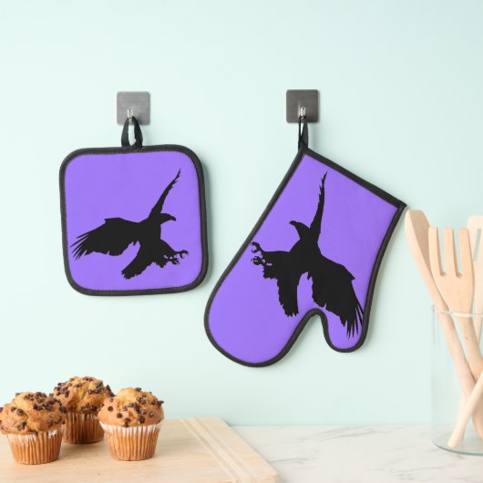 Adlerangriff Ofen Mitt & Pot Holder Set (Insitu (Hängend))