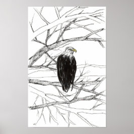 Adlerbaum-Wüstenlandschaft-Tuscheskizze Poster