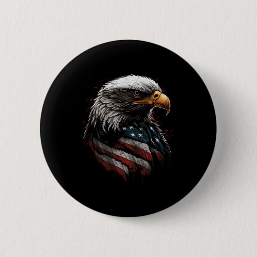 Adlerdesign mit amerikanischer Flagge Button (Vorderseite)