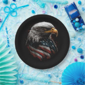 Adlerdesign mit amerikanischer Flagge Pappteller (Party)