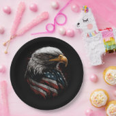 Adlerdesign mit amerikanischer Flagge Pappteller (Party)