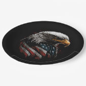 Adlerdesign mit amerikanischer Flagge Pappteller (Schrägansicht)