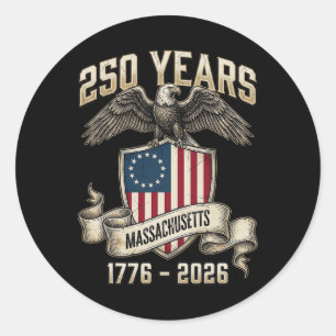 Adlerflagge 250 Jahre 1776-2026 250. Geburtstag Ma Runder Aufkleber