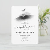 Adlergebirge Schwarz-weiße Hochzeit Einladung (Stehend Vorderseite)