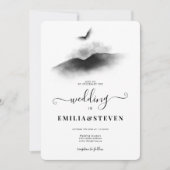 Adlergebirge Schwarz-weiße Hochzeit Einladung (Vorderseite)