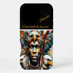 Adlergeschmückter afrikanischer Krieger, AI-Kunst iPhone 16 Pro Max Hülle