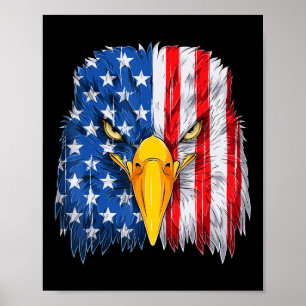 Adlerkopf Amerikanische Flagge Patriotisch 4. Juli Poster