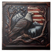 Adlerlogo mit amerikanischem Flaggendesign Fliese (Vorderseite)