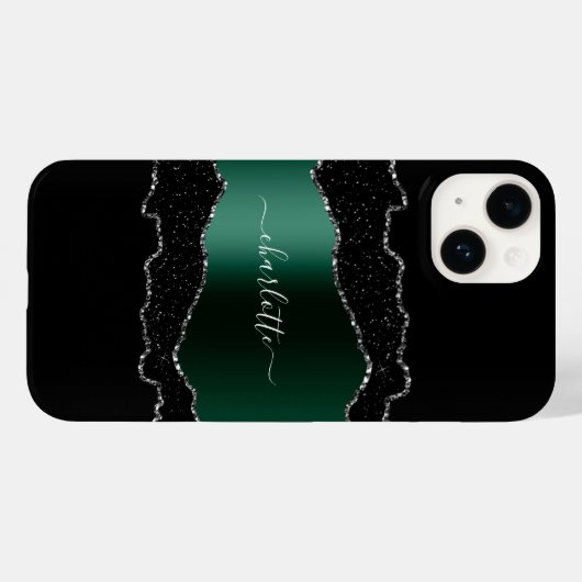 Adlernamenskript für schwarzen Smaragdgrün-Metall Case-Mate iPhone Hülle (Rückseite (Horizontal))