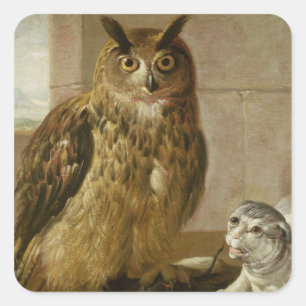 Adlerschüssel und Katze mit toten Ratten Quadratischer Aufkleber