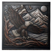 Adlerskulptur mit Fahnen- und Bergbau Fliese (Vorderseite)