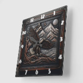 Adlerskulptur mit Fahnen- und Bergbau Quadratische Wanduhr (Winkel)