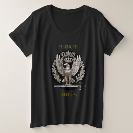 Adlerstärke und Freiheit Große Größe T-Shirt (Design vorne)