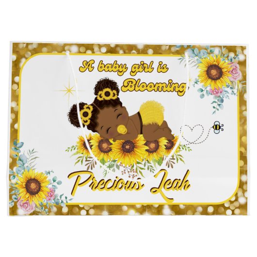 Adlige afrikanische Sonnenblumendusche Große Geschenktüte (Rückseite)