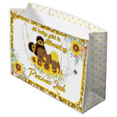 Adlige afrikanische Sonnenblumendusche Große Geschenktüte (Rückseite Schrägansicht)