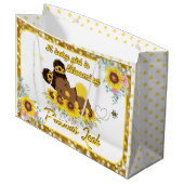 Adlige afrikanische Sonnenblumendusche Große Geschenktüte (Vorderseite Schrägansicht)