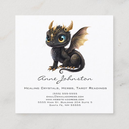 Adlige Baby Dragon Square Business Card Quadratische Visitenkarte (Rückseite)