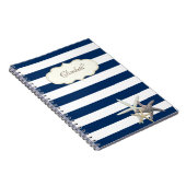 Adlige blaue Stripse, Starfish, Personalisiert Notizblock (Rechte Seite)