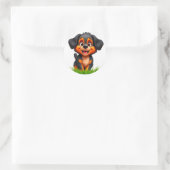 Adlige Cartoon Welpe mit hellen Augen Runder Aufkleber (Tasche)