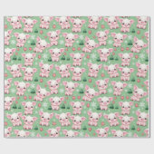 Adlige Ferkel für Weihnachten Grüner Feiertag Geschenkpapier (Flach)