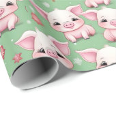 Adlige Ferkel für Weihnachten Grüner Feiertag Geschenkpapier (Rolleneckpunkt)
