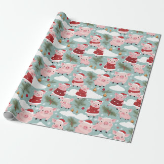 Adlige Ferkel im Weihnachtssaal Geschenkpapier