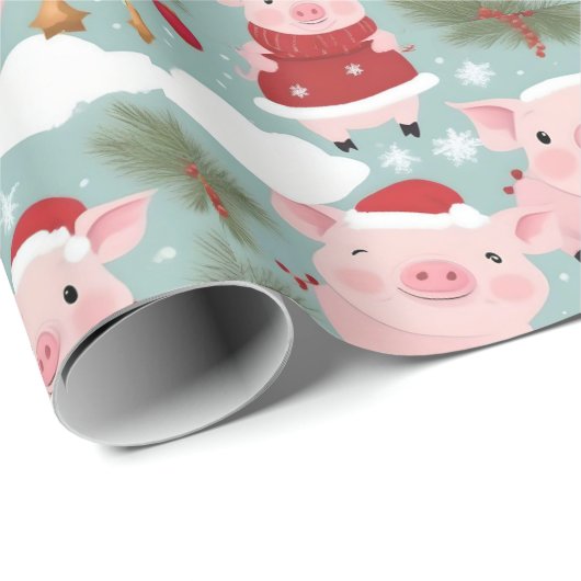 Adlige Ferkel im Weihnachtssaal Geschenkpapier (Rolleneckpunkt)
