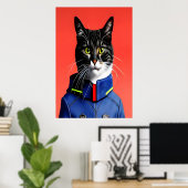 Adlige Feuerwehrkatze | AI Art Poster (Heimbüro)