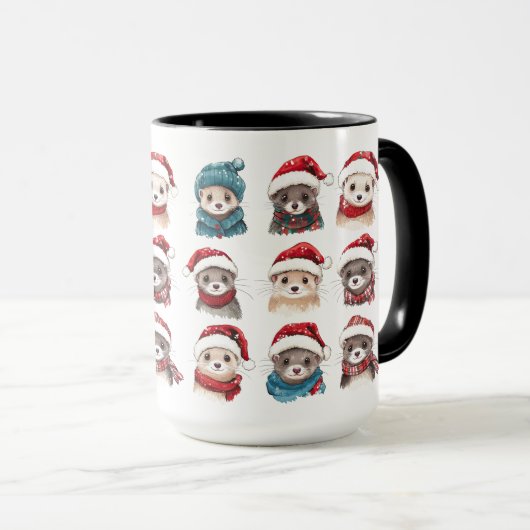 Adlige Frettchen in Weihnachtshütten Tasse (VorderseiteRechts)