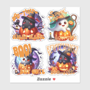 Adlige Halloween-Geister mit Mondsticker-Blatt Aufkleber