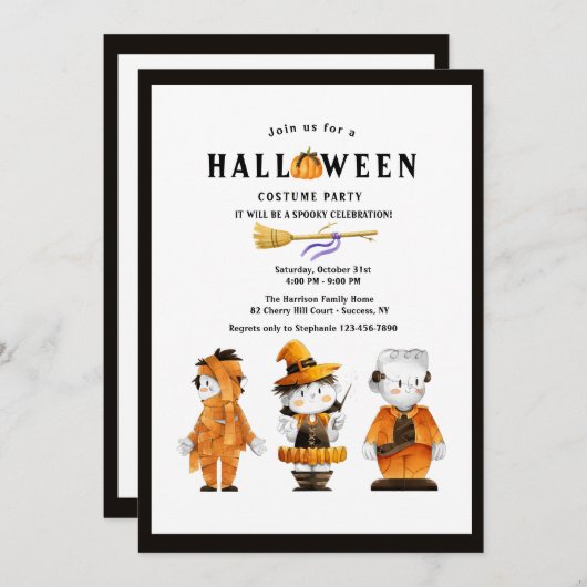 Adlige Halloween-Kinder Kostüm-Party Einladung (Vorne/Hinten)