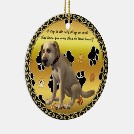 Adlige Hündin sitzt mit einem niedlichen Zitat Keramik Ornament (Rechts)