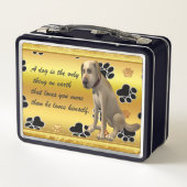 Adlige Hündin sitzt mit einem niedlichen Zitat Metall Brotdose (Rückseite)