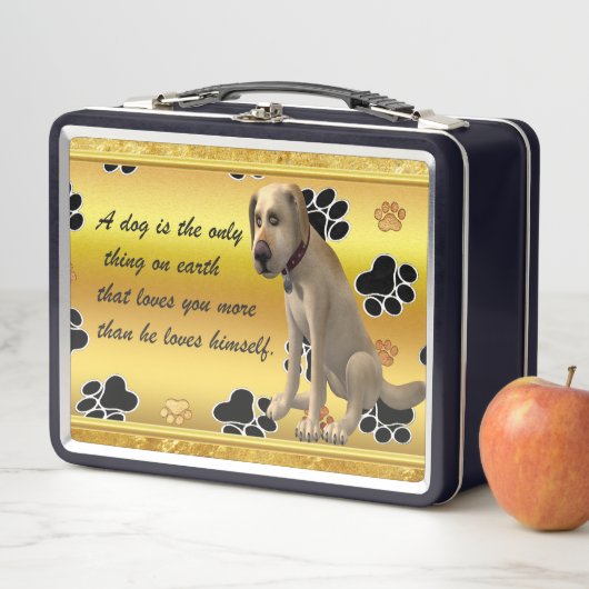 Adlige Hündin sitzt mit einem niedlichen Zitat Metall Brotdose (Beispiel)